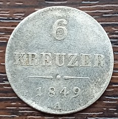 (A702) MONEDA DIN ARGINT AUSTRIA - 6 KREUZER 1849, LIT. A (VIENA), FRANZ JOSEPH foto