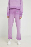 Chiara Ferragni pantaloni de trening din bumbac femei, culoarea violet, neted