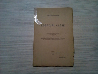 RALH WALDO EMERSON - Essayuri Alese - I. OL. STEFANOVICI-SVENSK (autograf) -1930 foto