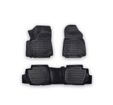 Covorase Auto Tip Tavita Cauciuc ALM Peugeot Partner II (2008-2018) Negre, Margine Inalta, Fixare Podea