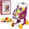 Cos de cumparaturi supermarket pentru copii cu sunete si lumini WePro Store, 41 de accesorii, fructe, legume, bani, Violet, 3 ani +