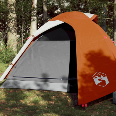 vidaXL Cort de camping cupolă 3 persoane, gri/portocaliu, impermeabil foto