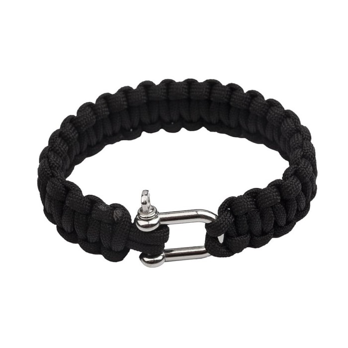 Bratara supravietuire DEPOX&reg;, Military Surplus, paracord, 24 cm, negru