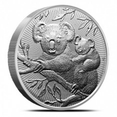 Moneda argint lingou, Mama Koala si puiul 2018 2 uncii = 62 grame foto