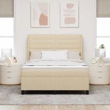 vidaXL Pat cu arcuri cu saltea cu headboard Crem 160 x 200 cm țesătură 3340513