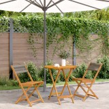 VidaXL Set mobilier bistro, 3 piese, gri, polipropilenă și lemn masiv
