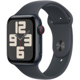 Apple Watch SE (2024), GPS, Cellular, Carcasa Midnight Aluminium 44mm, Midnight Sport Band - M/L