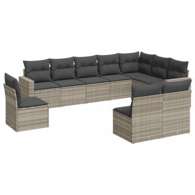 Set canapele de gradina cu perne 10 piese gri deschis poliratan foto