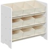 SONGMICS Raft jucarii si carti 63x30x60 cm, cu 9 cutii textile detasabile, MDF, alb Household NewTrend