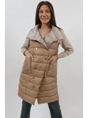 VESTA LUNGA MATLASATA REVERSIBILA CU BUZUNARE LUCETTE Camel L-XL