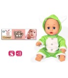 Popa Bebe cu 4 Sunete și Salopetă Verde 27 Cm &icirc;n Plic