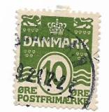 Danemarca - Linii ondulate, 1921 - 10 Ore, obliterat