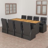 vidaXL Set mobilier de grădină cu perne, 9 piese, negru, poliratan 3059342