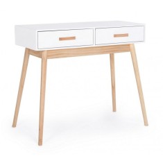 Consola cu 2 sertare lemn alb natur Ordinary 90 cm x 40 cm x 79 h
