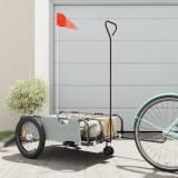 vidaXL Remorcă biciclete, gri și negru, țesătură oxford și fier