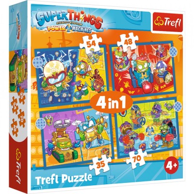 Puzzle trefl 4in1 super things super actiunea foto