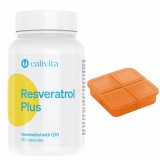 Cumpara ieftin Set supliment alimentar si cutie de pilule, resveratrol si coenzima Q10, Resveratrol Plus, 60 capsule, CaliVita