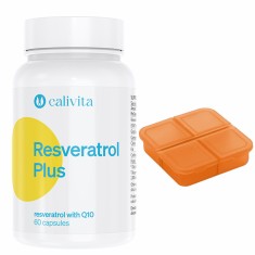 Set supliment alimentar si cutie de pilule, resveratrol si coenzima Q10, Resveratrol Plus, 60 capsule, CaliVita