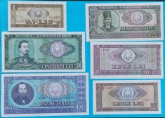 ROMANIA SET BANCNOTE 1966 1,5, 10, 25,50,100 LEI STARE AUNC UNC 25 LEI CU SERIE A SI 5 LEI CU SERIE B