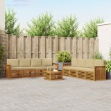 vidaXL Seturi de canapele 9 pcs Natural și Bej Lemn Solid de Acacia 3374568