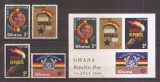 Ghana 1960 - &bdquo;ZIUA REPUBLICII 1 IULIE 1960&rdquo;, supratipar, serie + colita NDT, MNH, Nestampilat