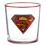 Pahar Sticlă Superman, Margine Roșie, Capacitate 380ml, Oem