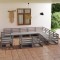 Gossi set mobilier de gradina, 12 piese, gri, lemn masiv de pin