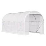 Outsunny Sera tunel cu 8 ferestre si usa rulanta, sera de gradina tunel pentru plante, 5x2x2m, alb | Aosom Romania
