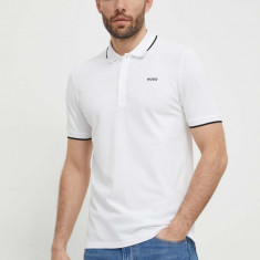 HUGO tricou polo bărbați, culoarea alb, uni 50467344