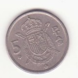 Spania 5 pesetas 1975 (78 &icirc;n stea) -Juan Carlos I., Europa, Cupru-Nichel