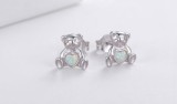 Cercei din Argint 925 ,Ursulet cu Inima din Opal Cadoul Perfect, Plin de Tandrete
