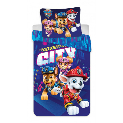 Lenjerie de pat Paw Patrol in City, 2 Piese, 135A 200cm, 80A 80 cm, 100% Bumbac foto