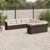 VidaXL Set canapele de grădină cu perne, 11 piese, maro, poliratan 3250252