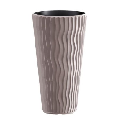 Ghiveci decorativ de flori, rotund, inalt, cafeniu, 18/45 L, 39x70.8 cm, Sandy Slim&amp;nbsp; foto