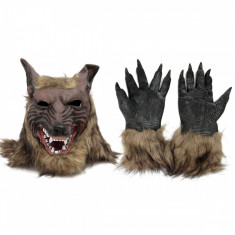 Masca lup varcolac werewolf cu labe gheare Halloween craciun cosplay +CADOU! foto