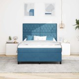 VidaXL Pat cu arcuri cu saltea Albastru &icirc;nchis 140 x 190 cm Catifea