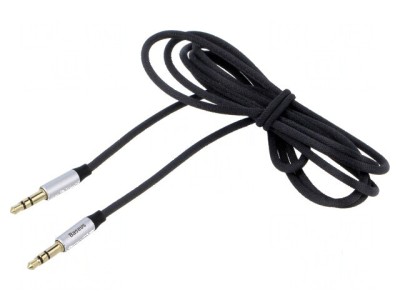 Cablu Jack 3,5mm mufe ambele părți 1,5m negru textil foto