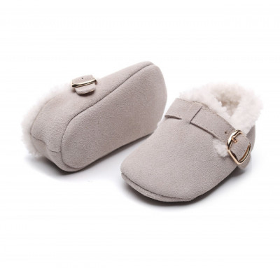 Pantofiori gri imblaniti pentru fetite - Lilly (Marime Disponibila: 0-3 luni) foto