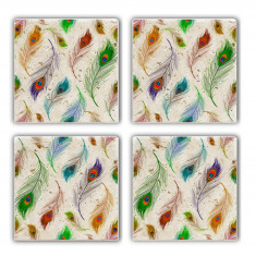 Set suporturi de pahare, Taylor, 366TYR1123, Piatra, 10 x 10 x 1 cm, 4 piese, Multicolor