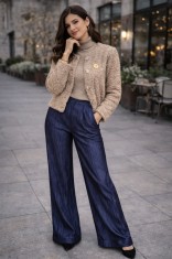 Pantaloni dama evazati indigo