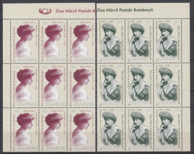 2008 LP 1815 ZIUA MARCII POSTALE ROMANESTI REGINA MARIA BLOCURI DE 9 SERII MNH foto
