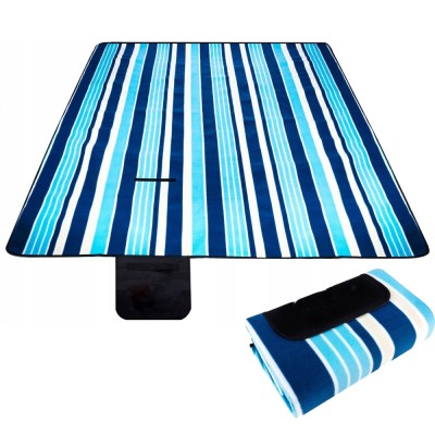 Patura pentru picnic sau plaja, cu folie izolatoare si maner, 200x200cm, alb albastru Household NewTrend foto