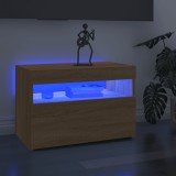Comodă TV cu lumini LED, stejar Sonoma, 60x35x40 cm