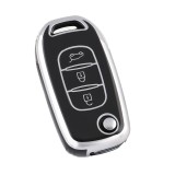 Husa Cheie Briceag Renault Megane 4, Kadjar, Clio, 3 Butoane, Tpu, Negru cu contur argintiu AutoProtect KeyCars, Oem