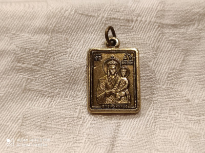 RUSIA MEDALION FECIOARA MARIA cu PRUNCUL ISUS marcat VECHI aurit EXCEPTIONAL foto