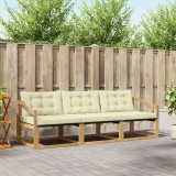 vidaXL Set mobilier gradina canapele exterior lemn acacia alb crem cu perne 150