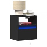VidaXL Comode TV de perete cu lumini LED, 2 buc., negru, 41x31x45 cm