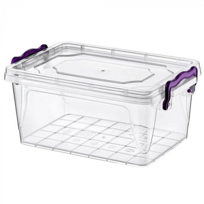 Cutie Depozitare cu Capac, 27x42x18 cm, 15 L, Plastic Transparent, Cutii din Plastic pentru Depozitare, Cutie Depozitare din Plastic, Caserole din Pla