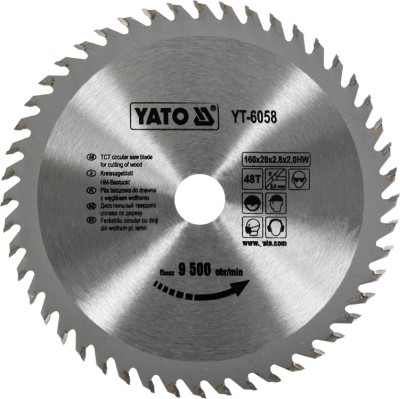 Disc fierastrau wolfram pentru lemn 160 mm x 48T YATO foto
