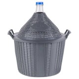 Cumpara ieftin Damigeana din Sticla cu Capac, Manere si Cos din Plastic, Gura Larga 55 mm, 34 Litri, 570x460/355 mm